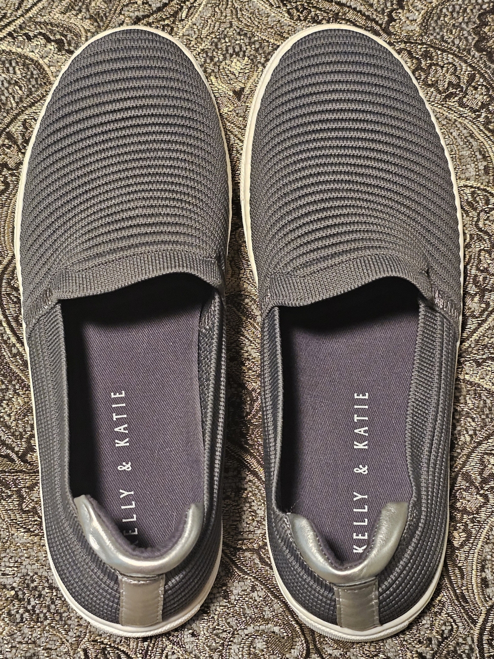 Kelly & Katie Charcoal Gray Slip-On Knit Sneakers